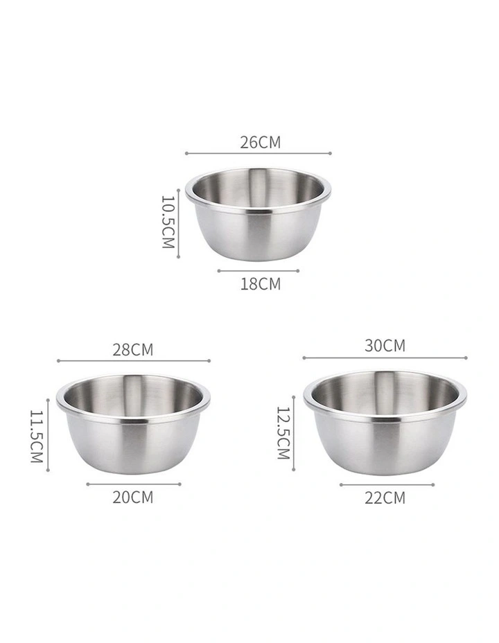 SOGA 2X 3pc Stainless Steel Mixing Bowl Set Stackable Food Prep Basins image 3