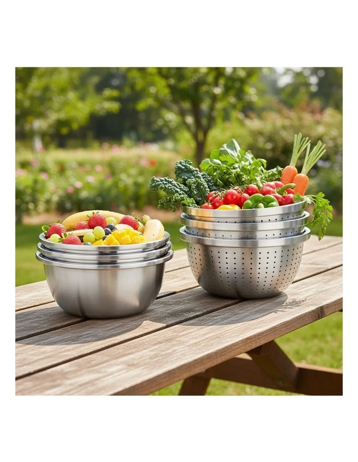 SOGA Stainless Steel Colander and Mixing Bowl Set image 4