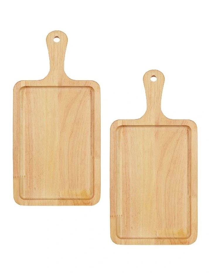 SOGA 2X 40cm Rectangular Oak Wood Serving Tray Charcuterie Board image 1