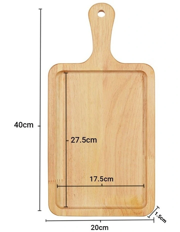 SOGA 2X 40cm Rectangular Oak Wood Serving Tray Charcuterie Board image 2