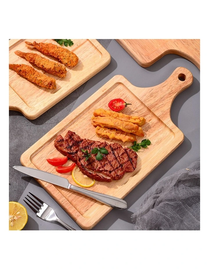 SOGA 2X 40cm Rectangular Oak Wood Serving Tray Charcuterie Board image 3