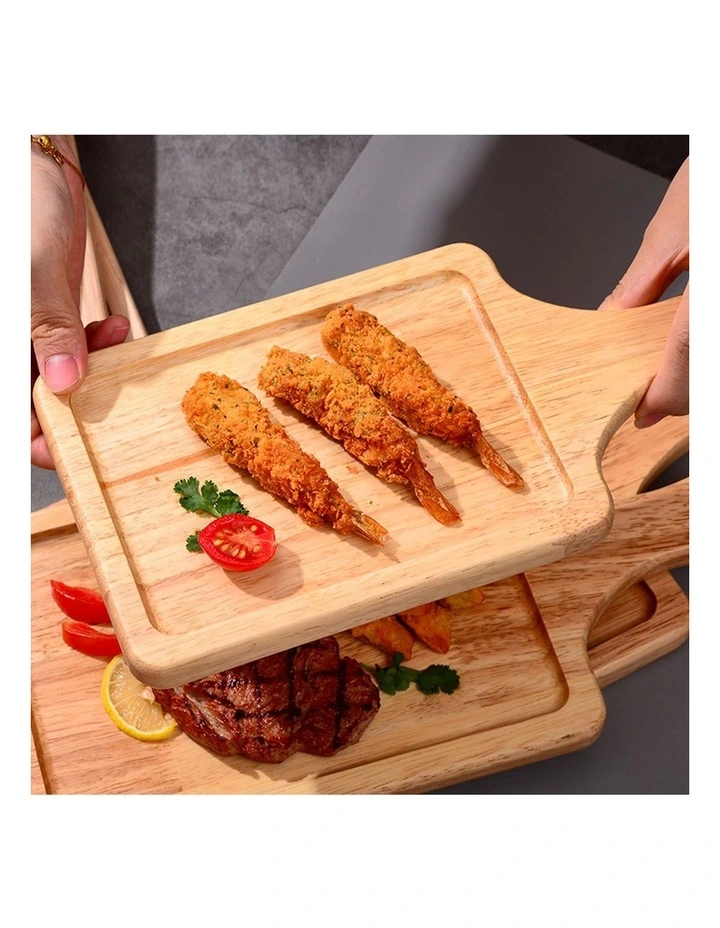 SOGA 2X 40cm Rectangular Oak Wood Serving Tray Charcuterie Board image 4