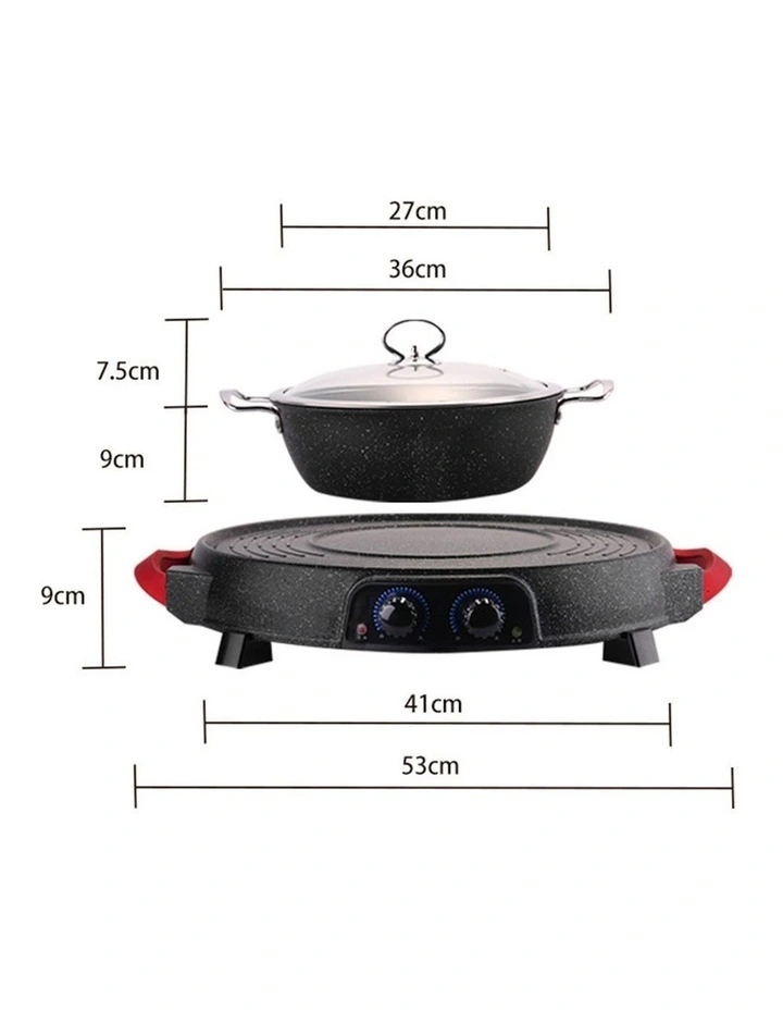 SOGA 2 Pack Round 2-in-1 Electric BBQ Grills with Removable Divided Hot Pots image 4