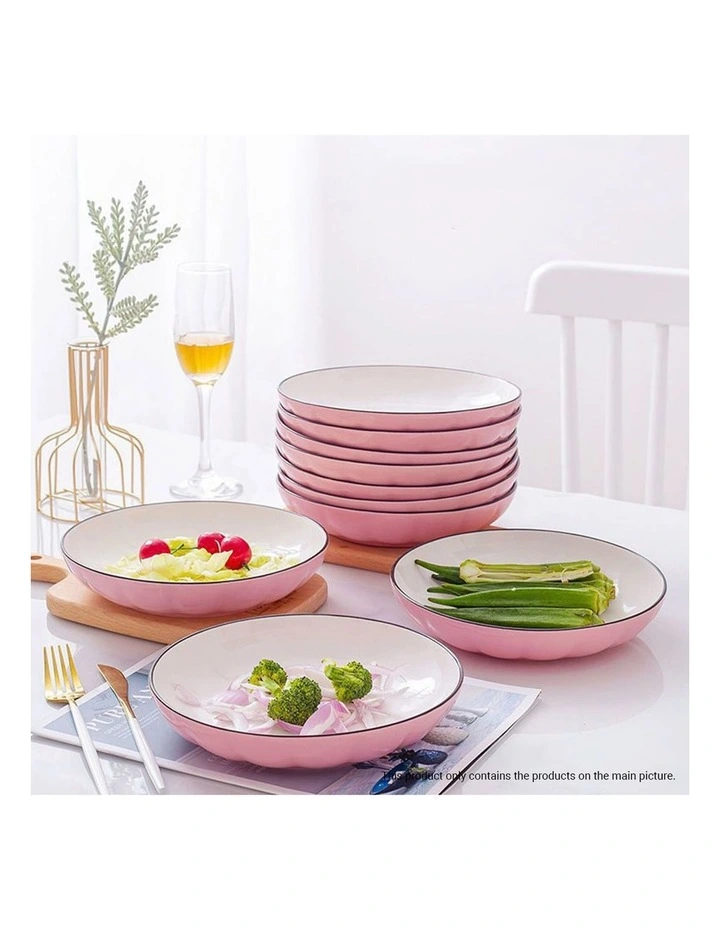 SOGA 8pc Pink Japanese Ceramic Dinnerware Plate Bowl Set Crockery image 4