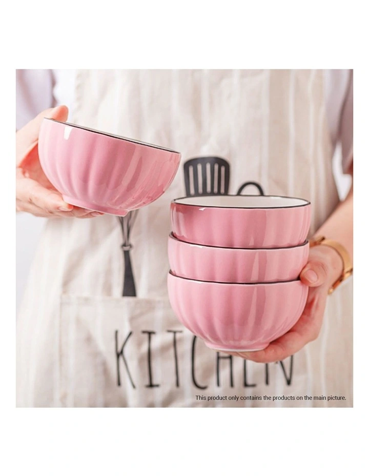 SOGA 8pc Pink Japanese Ceramic Dinnerware Plate Bowl Set Crockery image 6