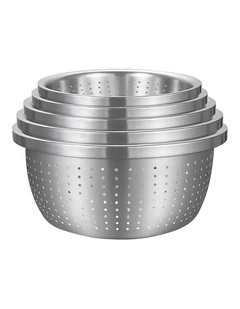 SOGA 5pc Stainless Steel Nesting Colander Bowl Strainer Kitchen Set