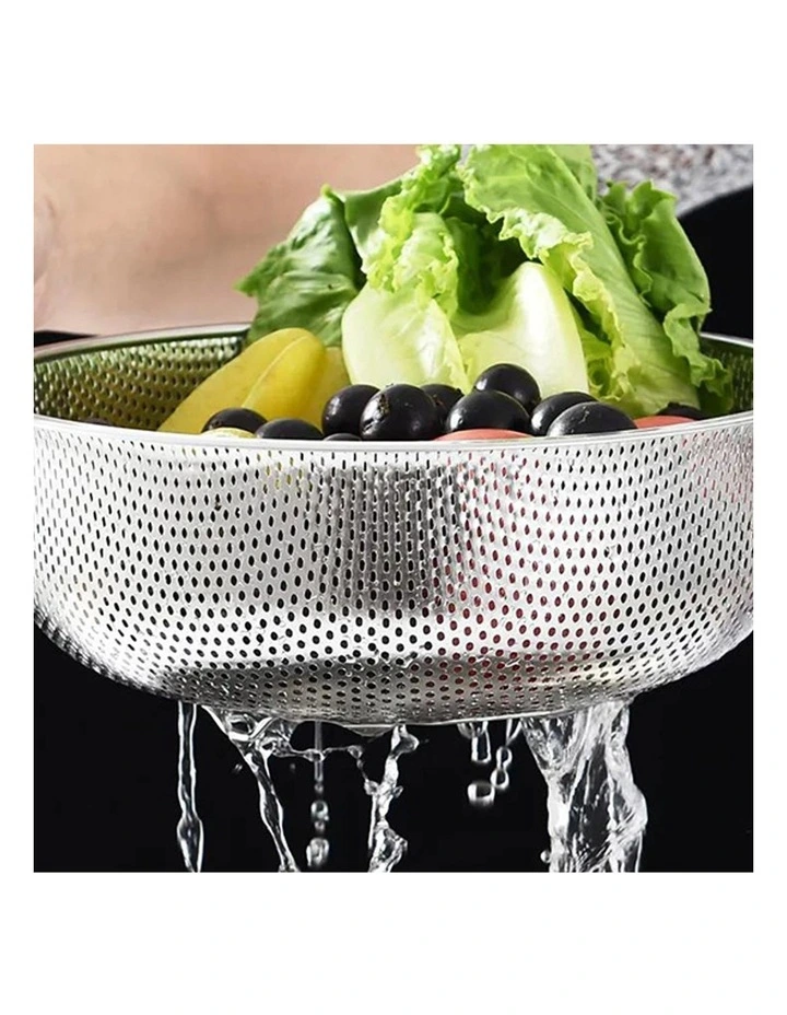SOGA Stainless Steel Perforated Colander with Handles image 7