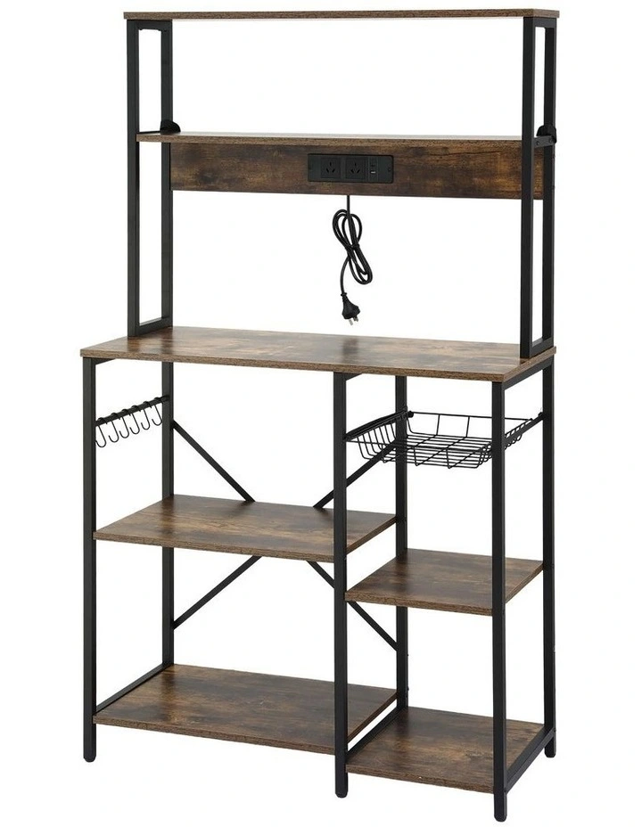 Artiss 5-Tier Kitchen Rack with Power Outlets 90CMX153CM Microwave Storage Shelf image 1