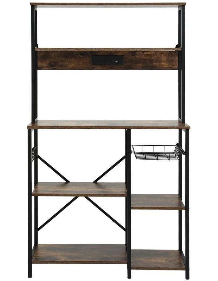 Artiss 5-Tier Kitchen Rack with Power Outlets 90CMX153CM Microwave Storage Shelf image 3