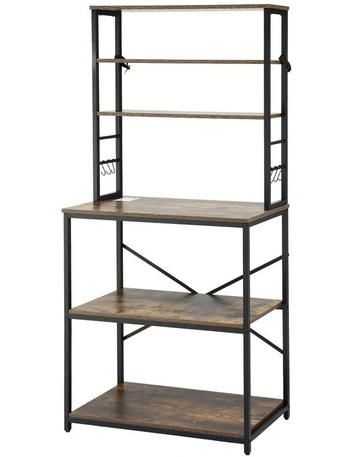 Artiss 6-Tier Kitchen Rack with 6 Hooks Microwave Storage Shelf 80cm x 167cm image 1