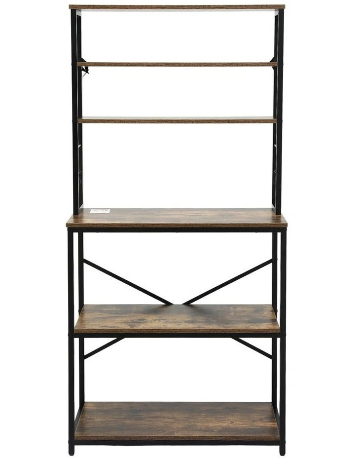 Artiss 6-Tier Kitchen Rack with 6 Hooks Microwave Storage Shelf 80cm x 167cm image 3