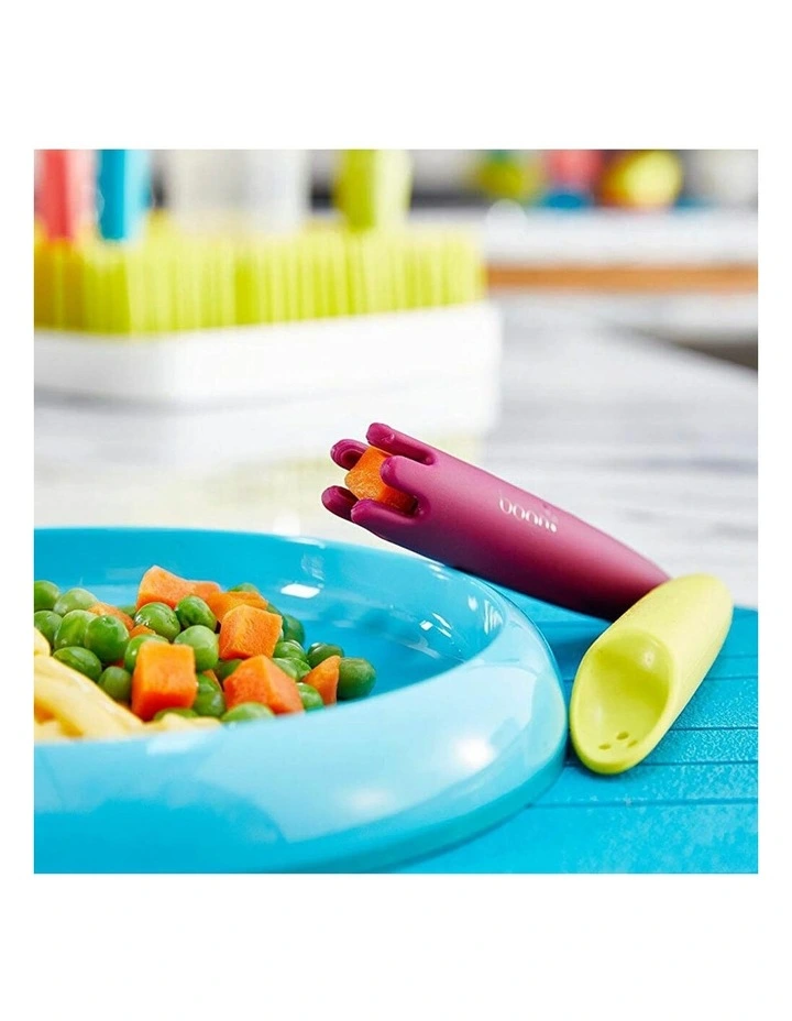 2pc JAB Silicone Food Utensils Feeding Feeder 1y Baby/Toddler Coral/PP image 4