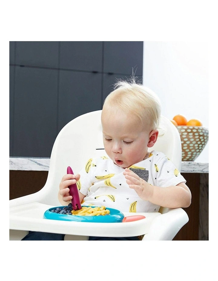 2pc JAB Silicone Food Utensils Feeding Feeder 1y Baby/Toddler Coral/PP image 5