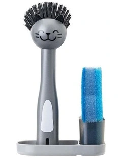 3pc Vigar Pets Club Cat Sink Caddy Dish Brush/Scourer w/ Tray Holder Cleaner Set