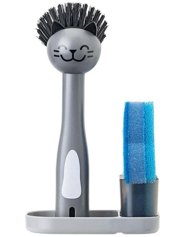 3pc Vigar Pets Club Cat Sink Caddy Dish Brush/Scourer w/ Tray Holder Cleaner Set image 1