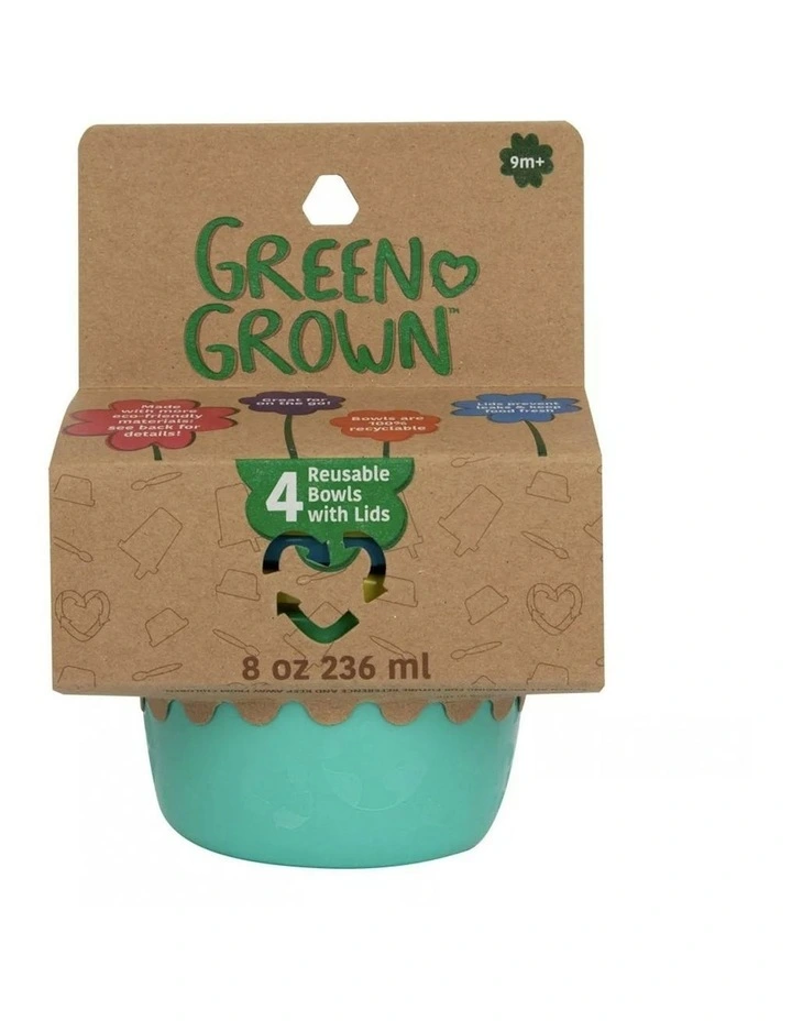 4pc Green Grown 8oz/236ml Toddler/Kids/Children's Eating Bowls 9m Assorted image 5