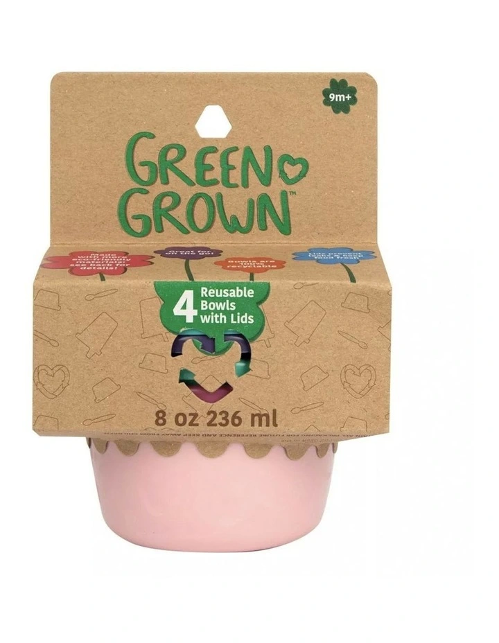 4pc Green Grown 8oz/236ml Toddler/Kids/Children's Eating Bowls 9m Assorted image 6