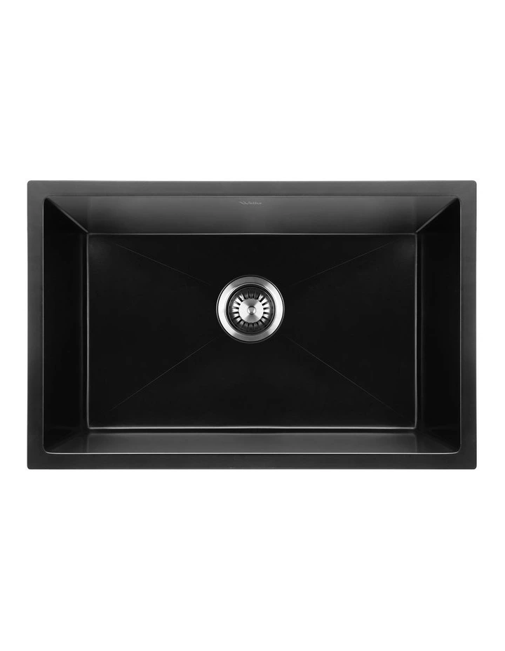 Welba Kitchen Sink 70x45cm Granite Stone Sink Laundry Basin Single Bowl Black image 2