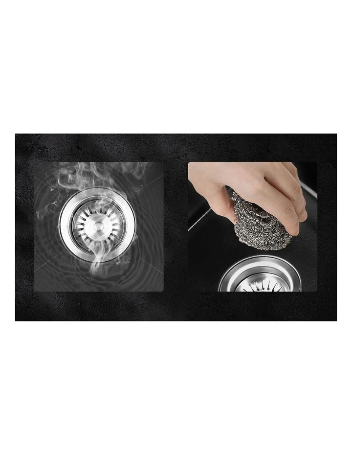 Welba Kitchen Sink 70x45cm Granite Stone Sink Laundry Basin Single Bowl Black image 6