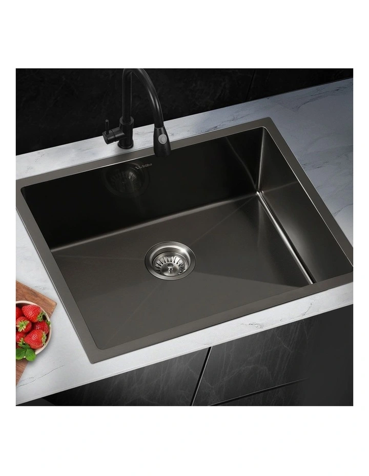 Welba Kitchen Sink Stainless Steel Basin Single Under/Top/Flush Mount 60X45CM image 4