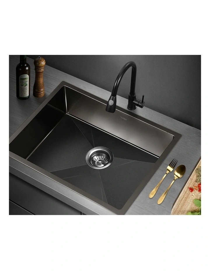 Welba Kitchen Sink Stainless Steel Basin Single Under/Top/Flush Mount 60X45CM image 5
