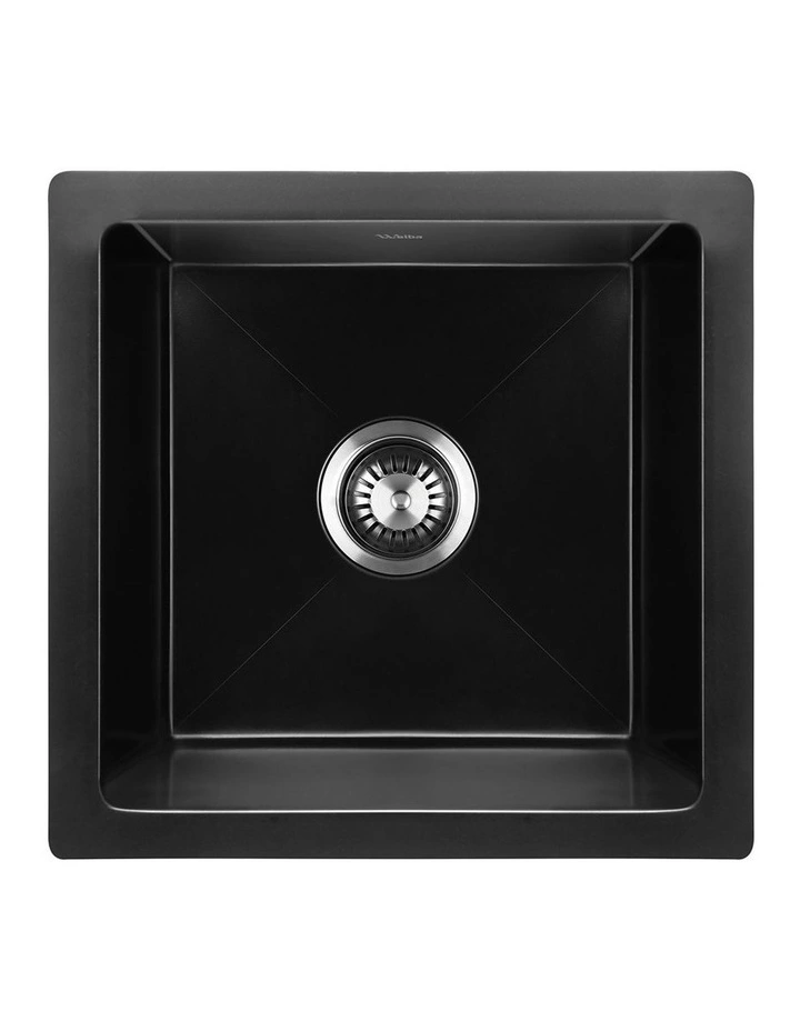 Welba Kitchen Sink 38x38cm Granite Stone Sink Laundry Basin Single Bowl Black image 2