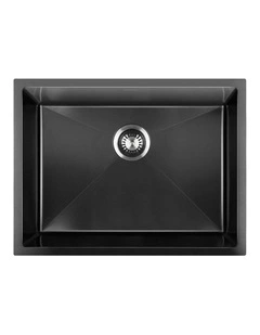 Welba Kitchen Sink 58X44CM Stainless Steel Single Bowl Basin With Waste Black