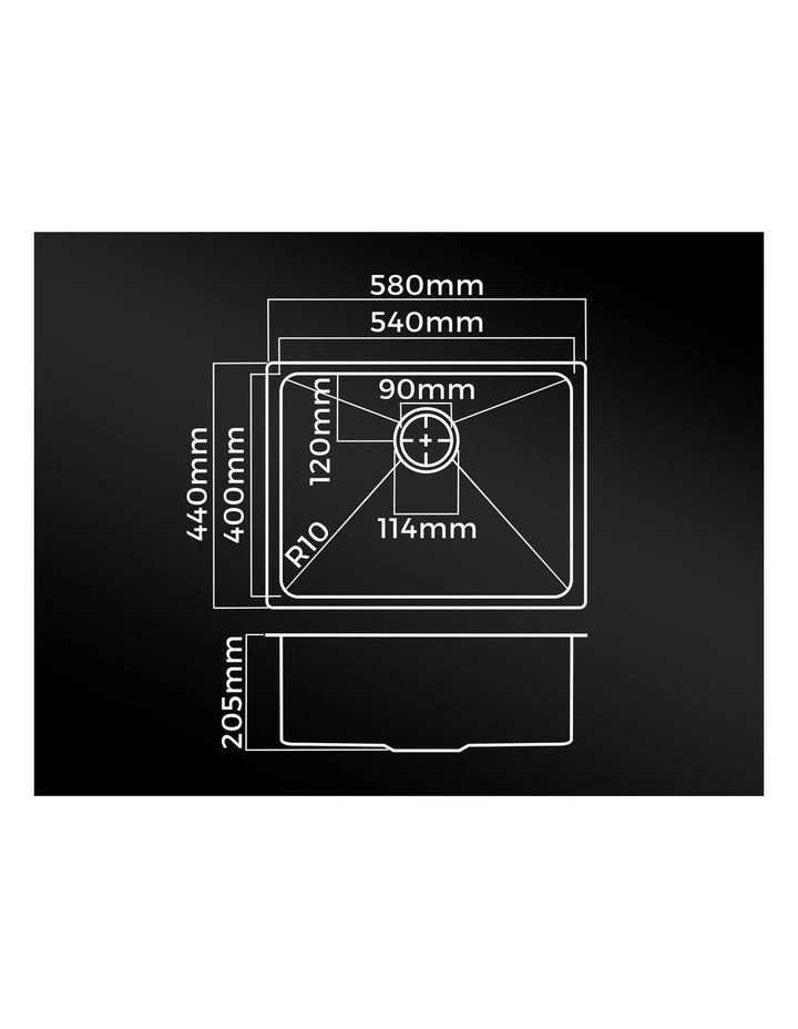 Welba Kitchen Sink 58X44CM Stainless Steel Single Bowl Basin With Waste Black image 3