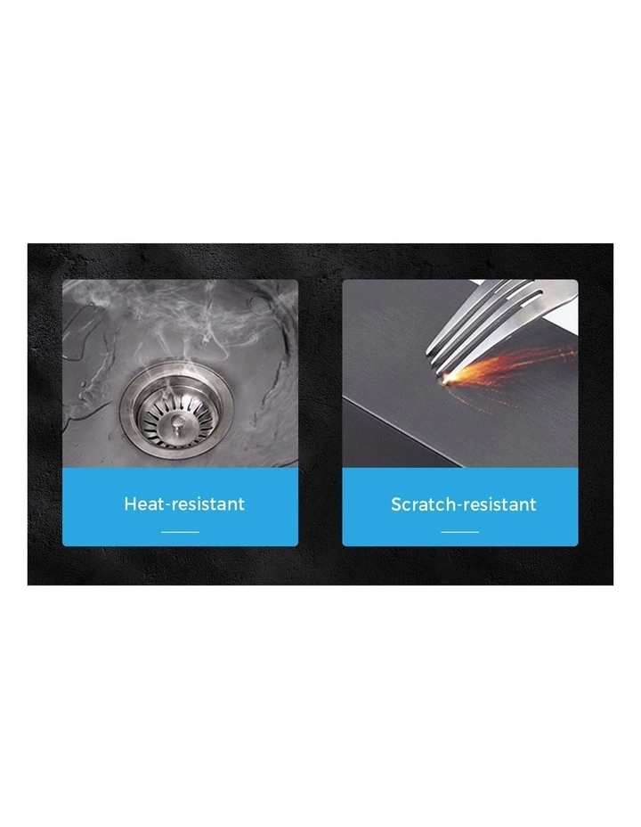Welba Kitchen Sink 58X44CM Stainless Steel Single Bowl Basin With Waste Black image 6