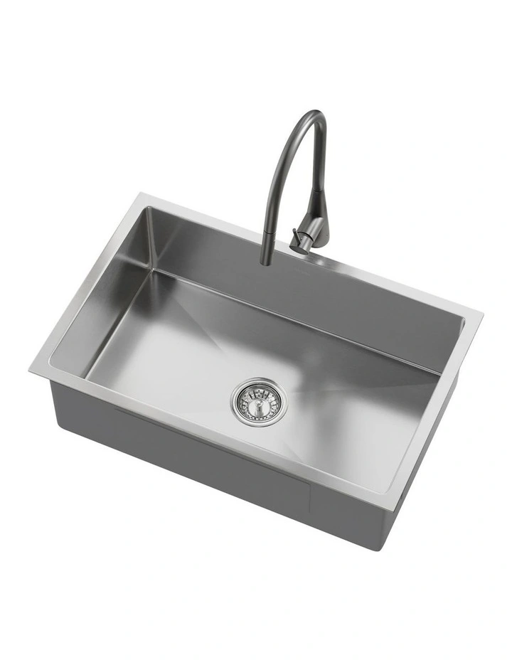 Welba Kitchen Sink 70X45CM With Pull Out Mixer Tap Stainless Steel Single Bowl image 1