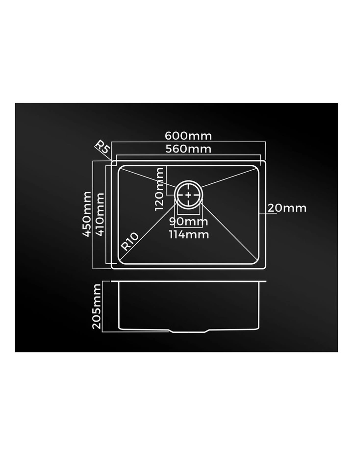 Welba Kitchen Sink 60X45CM Stainless Steel Single Bowl Basin With Waste Silver image 3