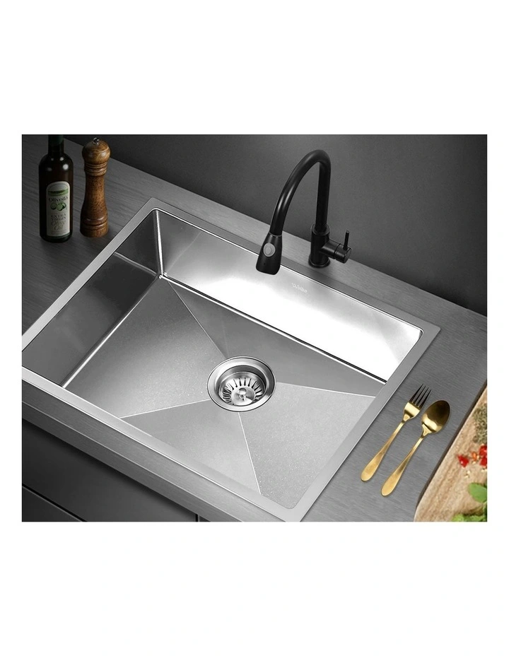 Welba Kitchen Sink 60X45CM Stainless Steel Single Bowl Basin With Waste Silver image 5