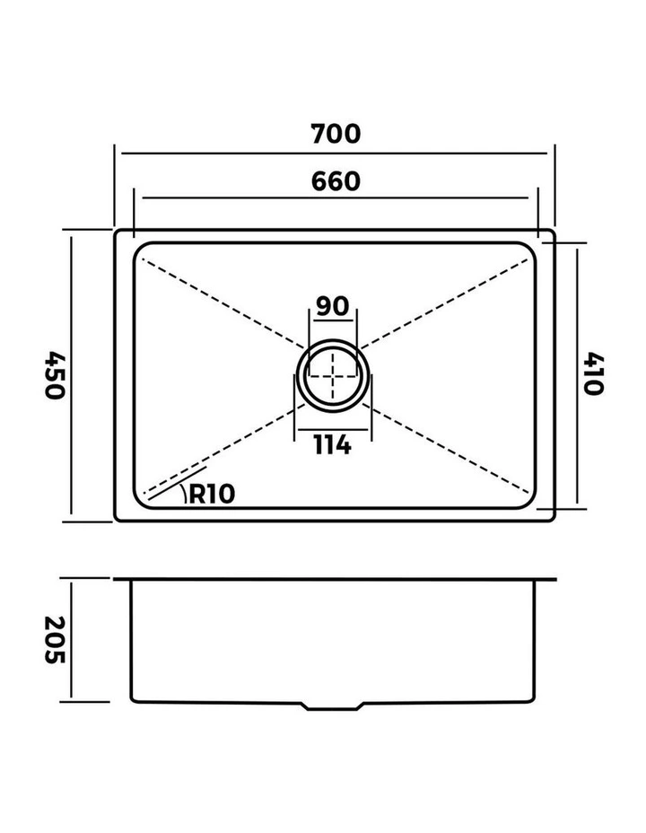 Welba Kitchen Sink 70X45CM With Pull Out Mixer Tap Stainless Steel Basin Black image 3