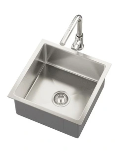 Welba Kitchen Sink 44X44CM With Pull Out Mixer Tap Stainless Steel Single Bowl