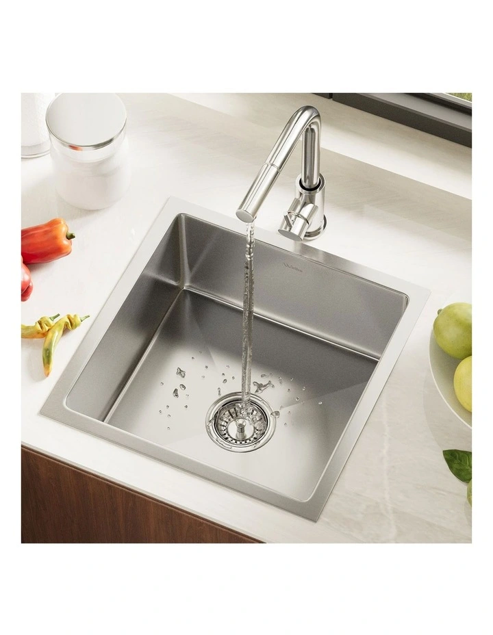 Welba Kitchen Sink 44X44CM With Pull Out Mixer Tap Stainless Steel Single Bowl image 4