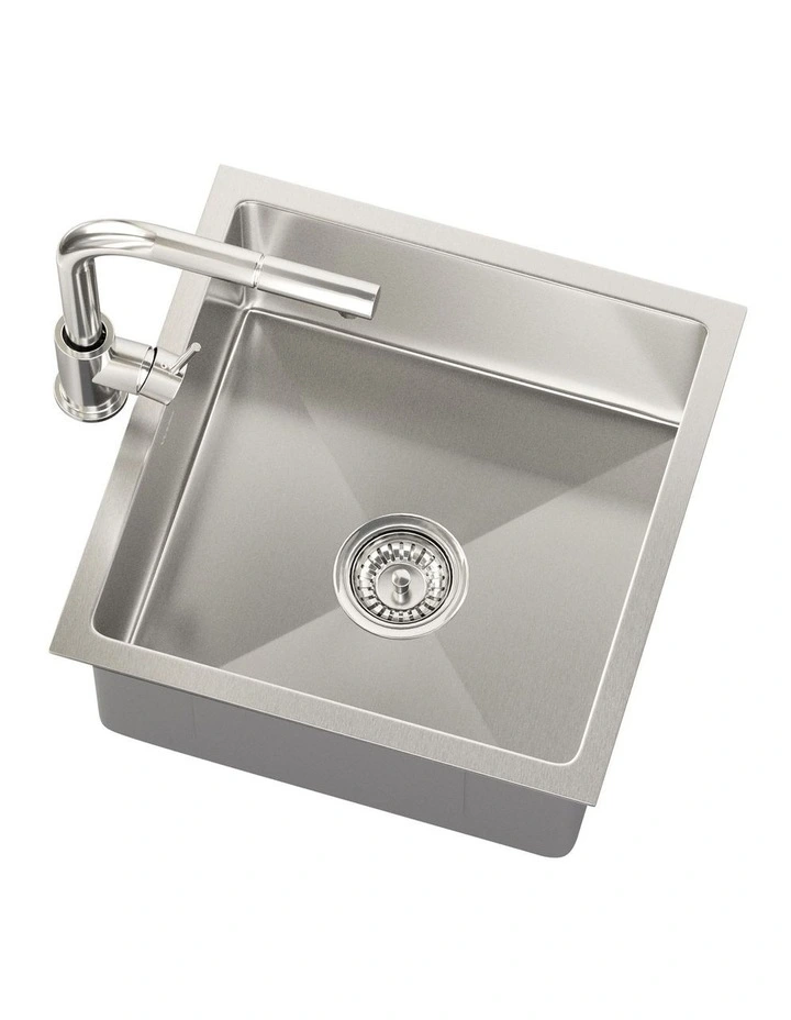 Welba Kitchen Sink 44X44CM With Pull Out Mixer Tap Stainless Steel Single Bowl image 6