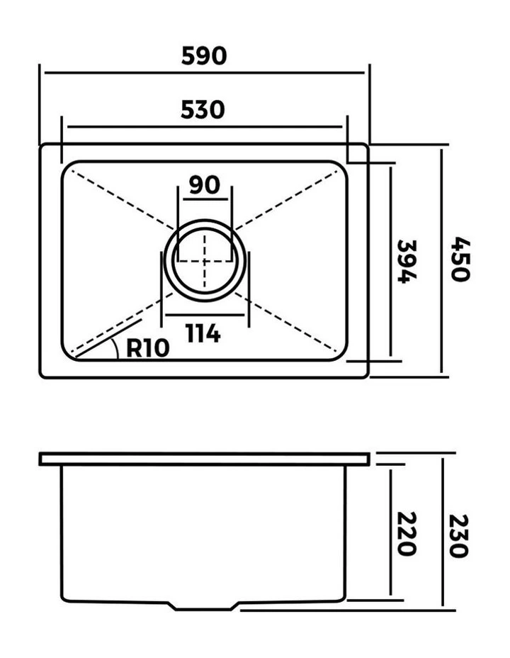 Welba Kitchen Sink with Mixer Tap Granite Stonk Single Bowl 59cmx45cm Black image 3