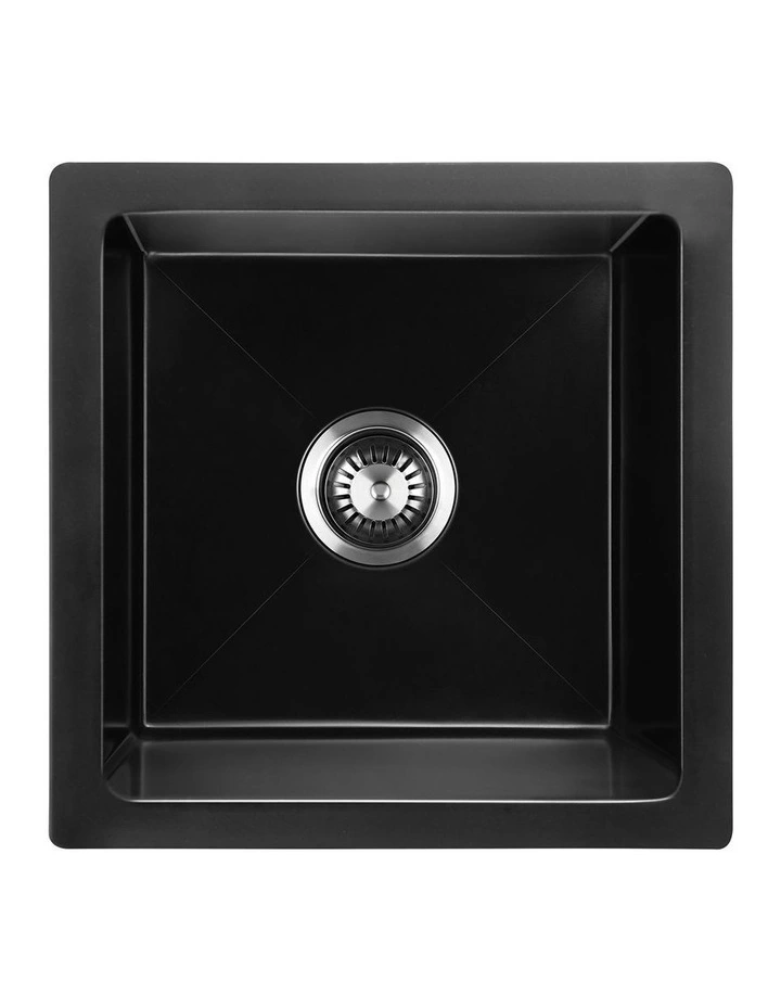 Welba Kitchen Sink Granite Stone Sink Laundry Basin Single Bowl 45cmx45cm Black image 1