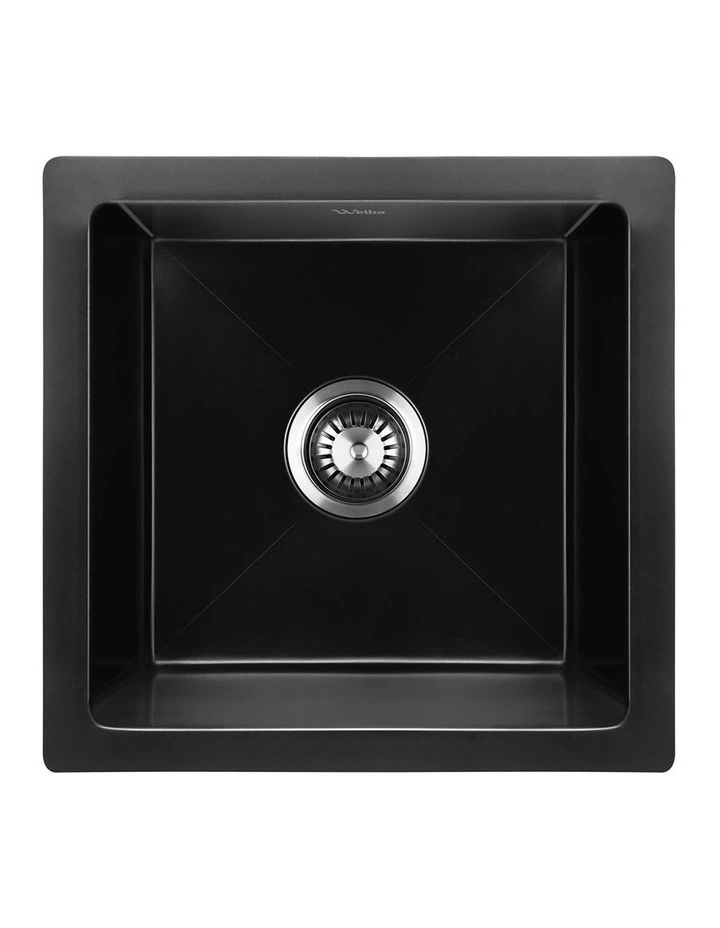 Welba Kitchen Sink Granite Stone Sink Laundry Basin Single Bowl 45cmx45cm Black image 2