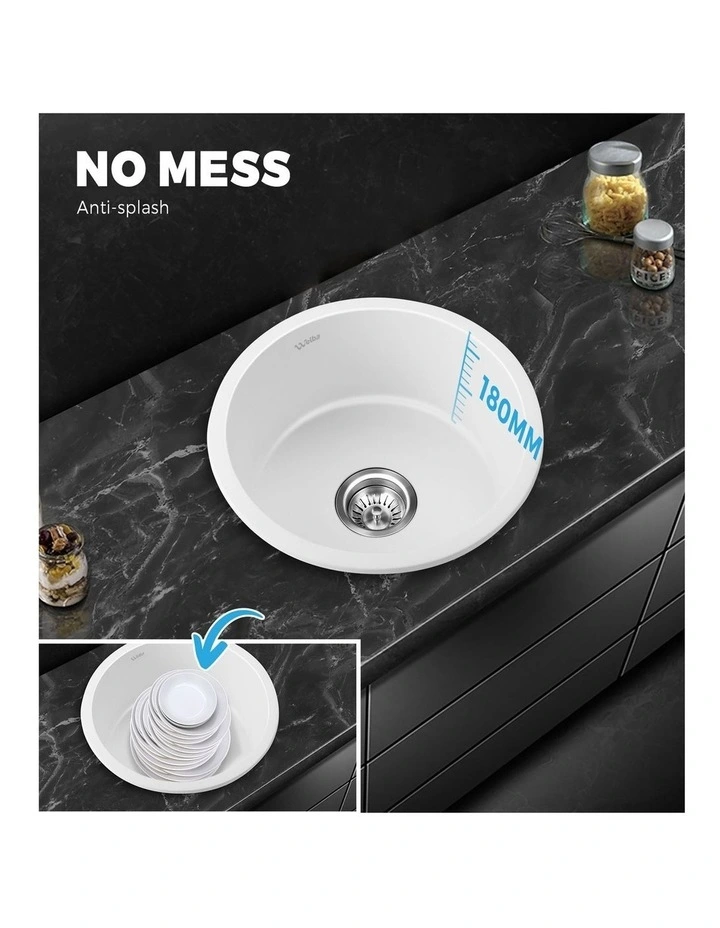 Welba Kitchen Sink Basin Granite Stone Laundry Single Bowl 430x430mm W image 7
