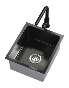 Welba Kitchen Sink 44X38CM With Pull Out Mixer Tap Stainless Steel Basin Black