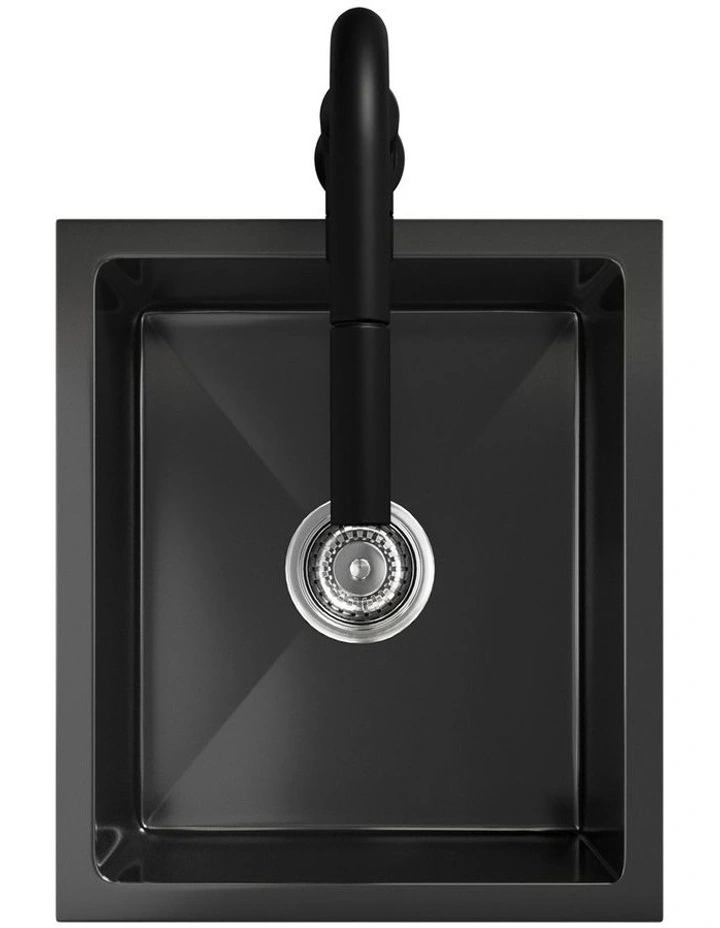 Welba Kitchen Sink 44X38CM With Pull Out Mixer Tap Stainless Steel Basin Black image 2