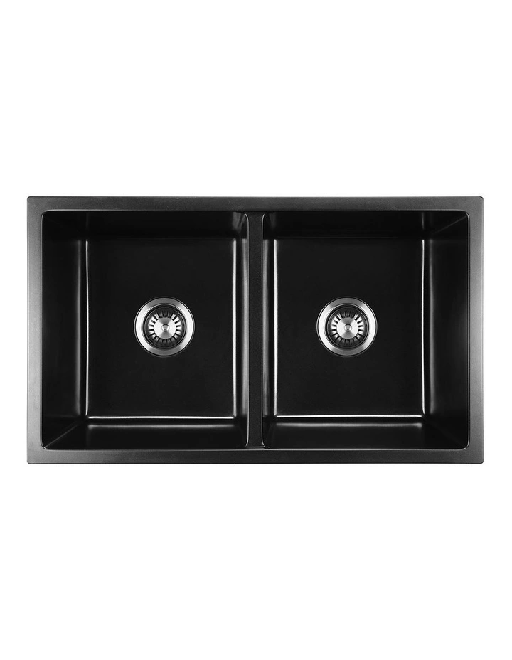 Welba Kitchen Sink Basin Granite Stone Laundry Double Bowl 770mmx450mm image 1