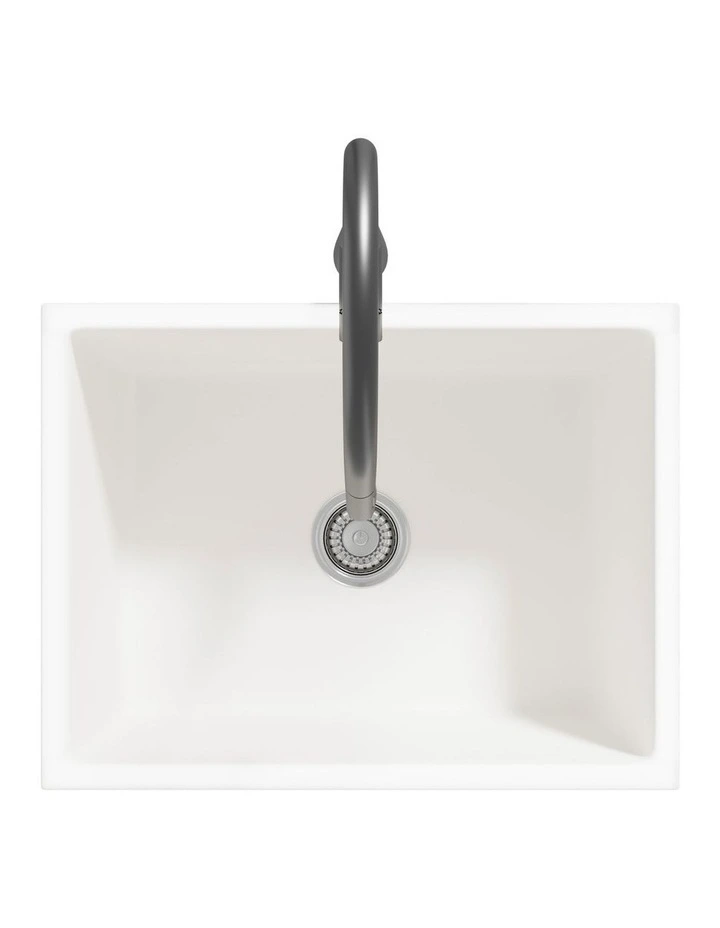Welba Kitchen Sink with Mixer Tap 59cmx45cm Granite Stonk Single Bowl White image 2