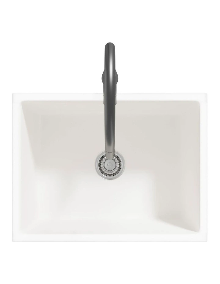 Welba Kitchen Sink with Mixer Tap 59cmx45cm Granite Stonk Single Bowl White image 5
