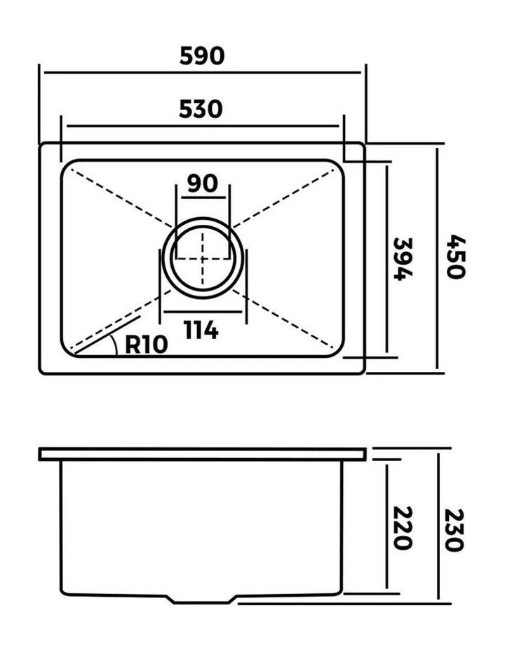 Welba Kitchen Sink Granite Stone Single Bowl with Mixer Tap 59cmx45cm White image 3
