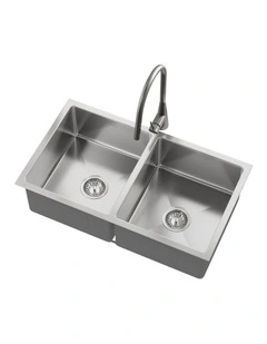 Welba Kitchen Sink 76X44CM With Pull Out Mixer Tap Stainless Steel Double Bowl