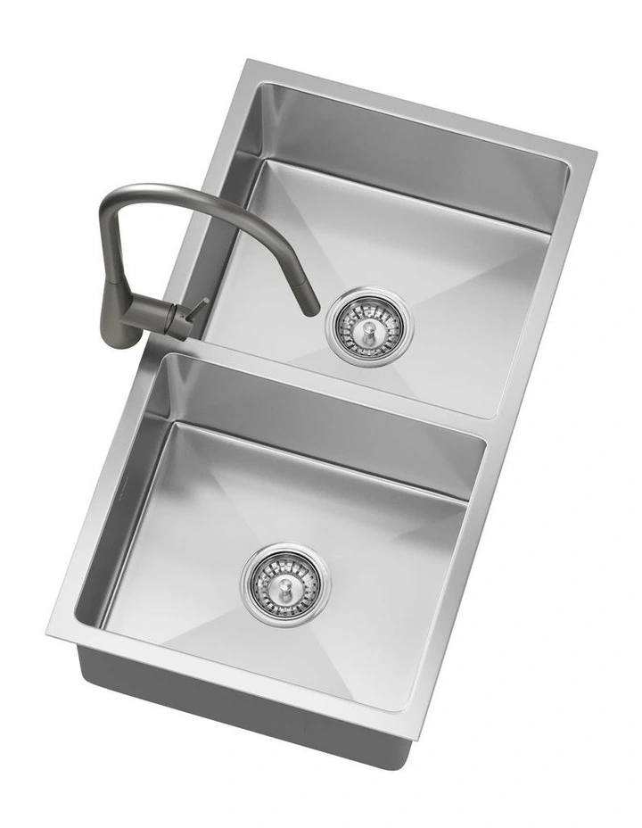 Welba Kitchen Sink 76X44CM With Pull Out Mixer Tap Stainless Steel Double Bowl image 6