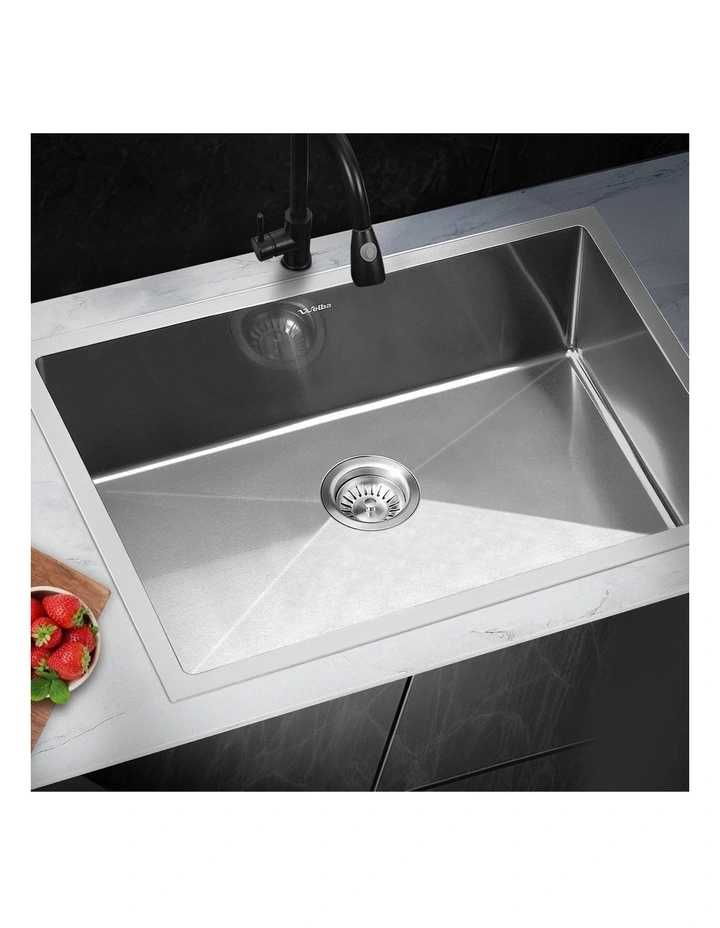 Welba Kitchen Sink 70X45CM Stainless Steel Single Bowl Basin With Waste Silver image 4