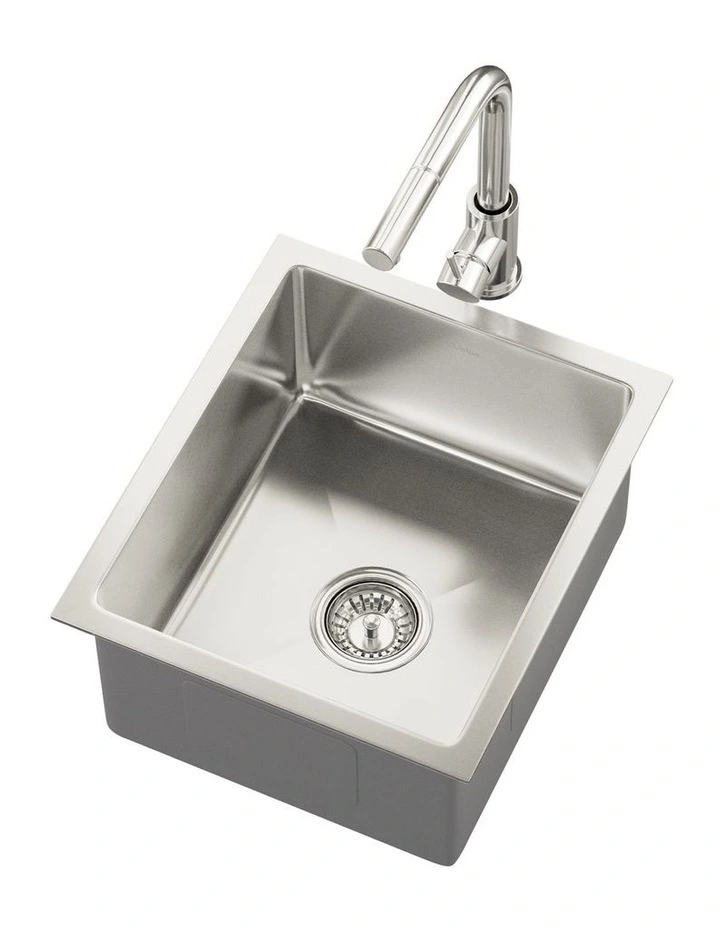 Welba Kitchen Sink 44X38CM With Pull Out Mixer Tap Stainless Steel Single Bowl image 1